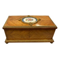 French C19th 'Sevres' porcelain mounted casket, 26cm(10") wide