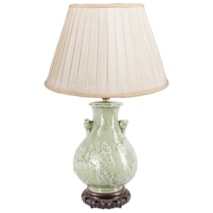 Early 20th Century Chinese Celadon porcelain vase / lamp.34cm(13.5") high