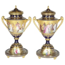 Large Pair of 19th Century Vienna Porcelain Urns
