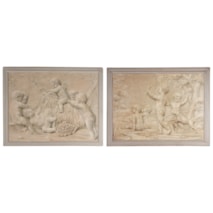 Pair of trompe l'oeil painting of cherubs playing, 19th Century.