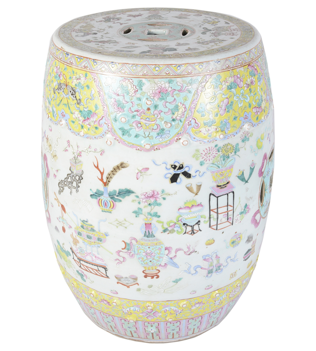 19th Chinese Famille Rose Garden Seat
