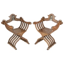 Pair 19th Century moorish arm chairs