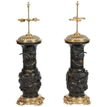Large Pair of Japanese 19th Century Bronze Vases / lamps