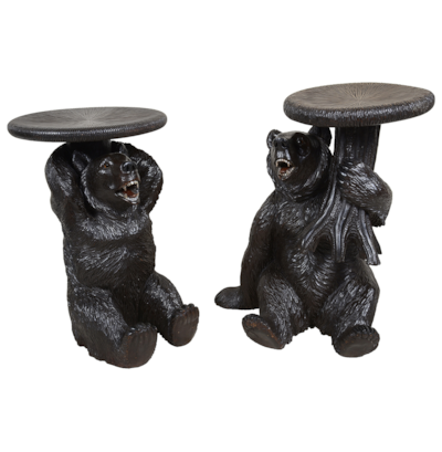 Rare Pair of 19th Century Black Forest Bear stools.
