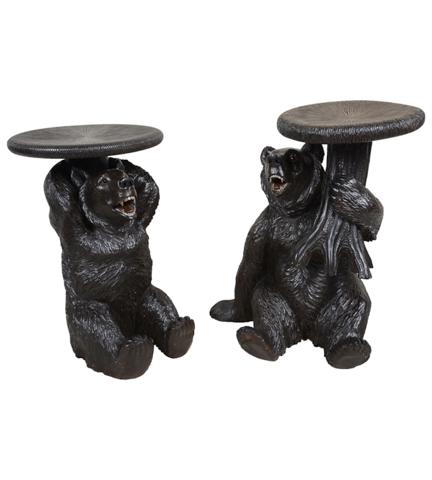 Rare Pair of 19th Century Black Forest Bear stools.