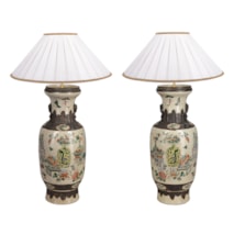Pair 19th Century Chinese crackle-ware vases / lamps 62cm(24"0 high