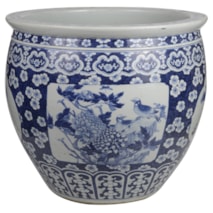 Large Chinese 19th Century Blue and White jardinière, 48cm (19") high