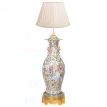 Large 19th Century Chinese Rose Medallion vase / lamp.
