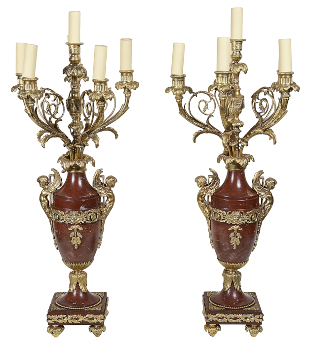 Pair Louis XVI style candelabra.