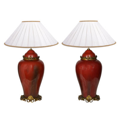 Pair 19th Century French lidded vases in the Chinese style.