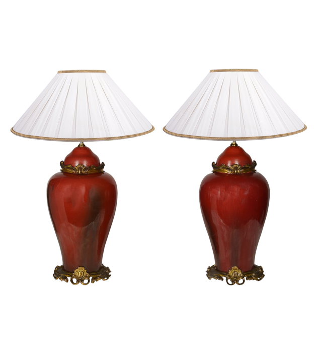Pair 19th Century French lidded vases in the Chinese style.