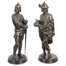 Pair of 19th Century French Bronze Statues of Knights