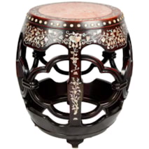 Chinese 19th Century Hardwood, Mother-of-Pearl Inlaid Garden Seat