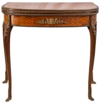 Louis XVI style parquetry inlaid card table, circa 1890 Linke style.