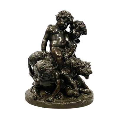 Bronze Group of Children Playing with a Lioness, by Victor Paillard