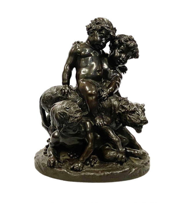 Bronze Group of Children Playing with a Lioness, by Victor Paillard