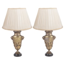 Pair of Classical 19th Century Bronze Lamps