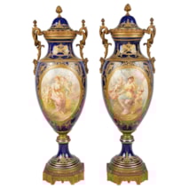 Pair Sevres lidded vases, 19th Century.