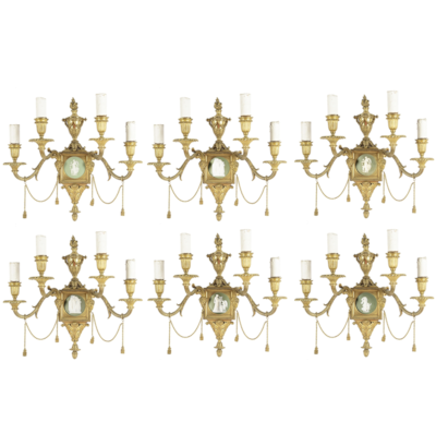 Set of six 19th Century Wedgwood wall lights