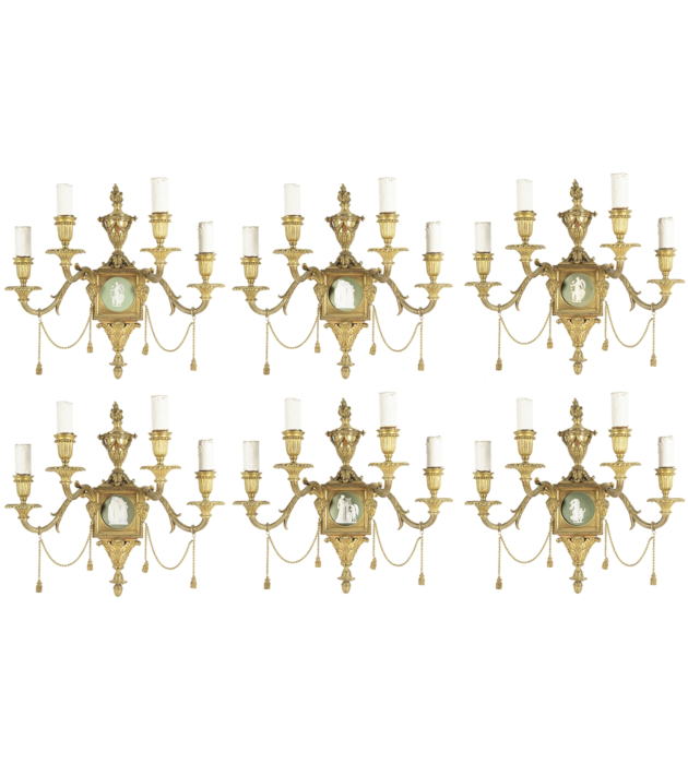 Set of six 19th Century Wedgwood wall lights