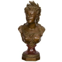 19th Century, Bronze Female Bust
