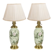 Pair Japanese Celedon vases / Lamps, late C19th.