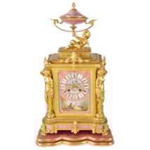 Louis XVI style Pink Sevres mantel clock