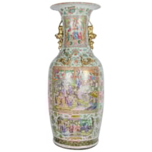 Large 19th Century Chinese Rose Medallion Vase on Stand