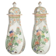 Pair of 19th Century Famille Verte Style Vases, Samson
