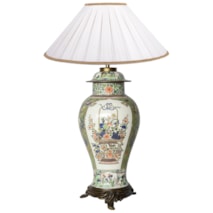 Early 19th Century Samson Famille Verte style lidded vase / lamp.