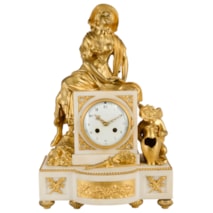French ormolu and marble louis XVI style mantel clock. 38cm(15")