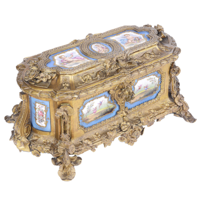 French Sevres style porcelain and ormolu casket, 19th Century.