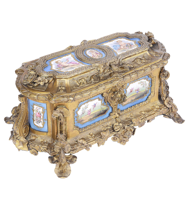 French Sevres style porcelain and ormolu casket, 19th Century.