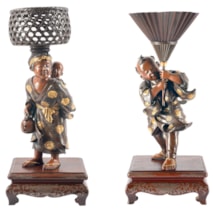 Pair Japanese Miyao bronze figures, 46cm(18") high