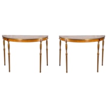Pair Sheraton revival Satinwood console tables. 130cm(51") wide