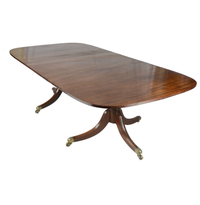 Regency period Mahogany twin pedestal dining table.