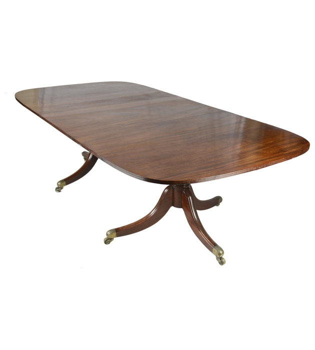 Regency period Mahogany twin pedestal dining table.