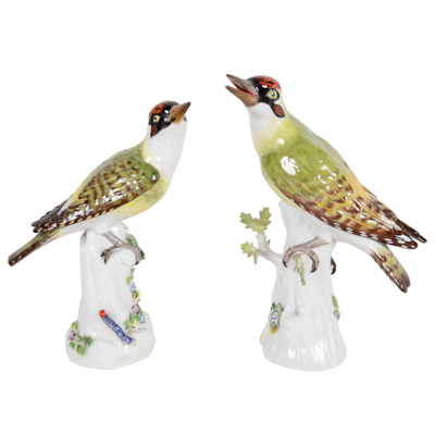 Pair late 19th Century Meissen Woodpeckers