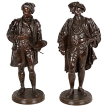 19th Century Bronze statues of Hogarth and Reynolds.
