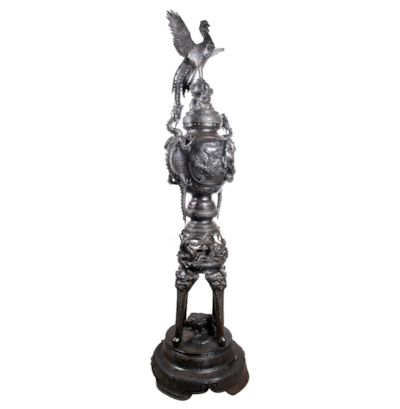 Large Japanese Meiji period bronze Koro, circa 1880. 96" high