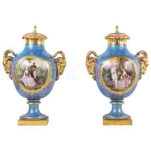 Pair 19th Century Sevres style porcelain vases.