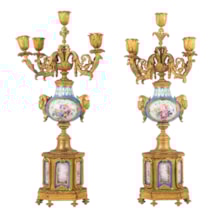 Pair 19th century French Sevres style candelabra