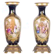 Pair Sevres style porcelain vases, circa 1920