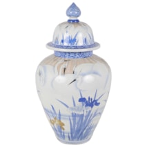 Meiji period Fukagawa porcelain lidded vase.