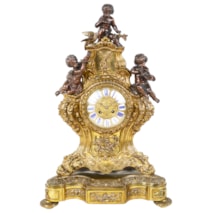 19th Century Gilded ormolu and bronze mantel clock.