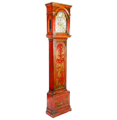 Red Lacquer Chinoiserie Longcase clock, circa 1800