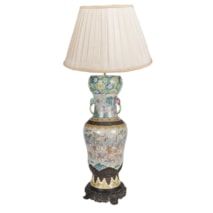19th Century Chinese Famille rose crackleware vase / lamp.