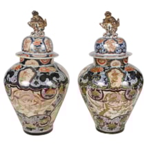Pair of 18th Century Japanese Imari lidded vases.