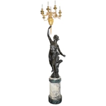 Large classical 19th Century Bronze candelabra, 295cm high.