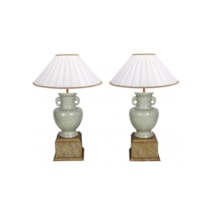 Pair Chinese Celadon porcelain vases / lamps, circa 1900